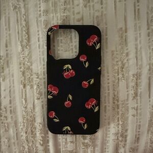 Cherry Patterned Black Phone Case